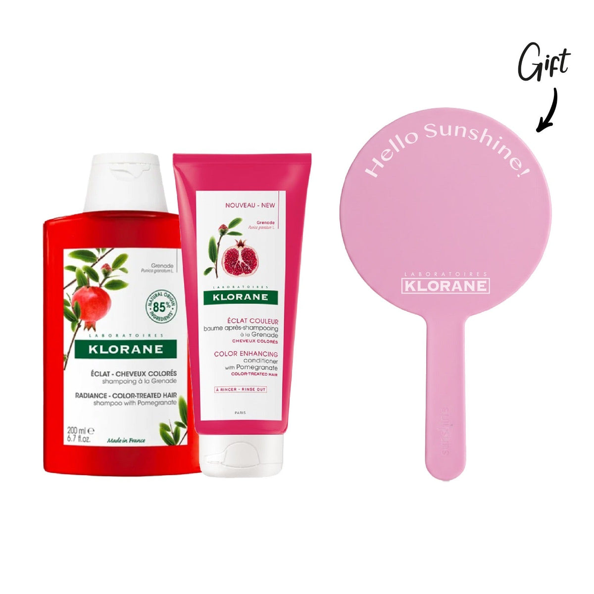KLORANE SHAMPOO SUBLIMATEUR GRENADE 200ml + Conditioner 200ML + Free Mirror