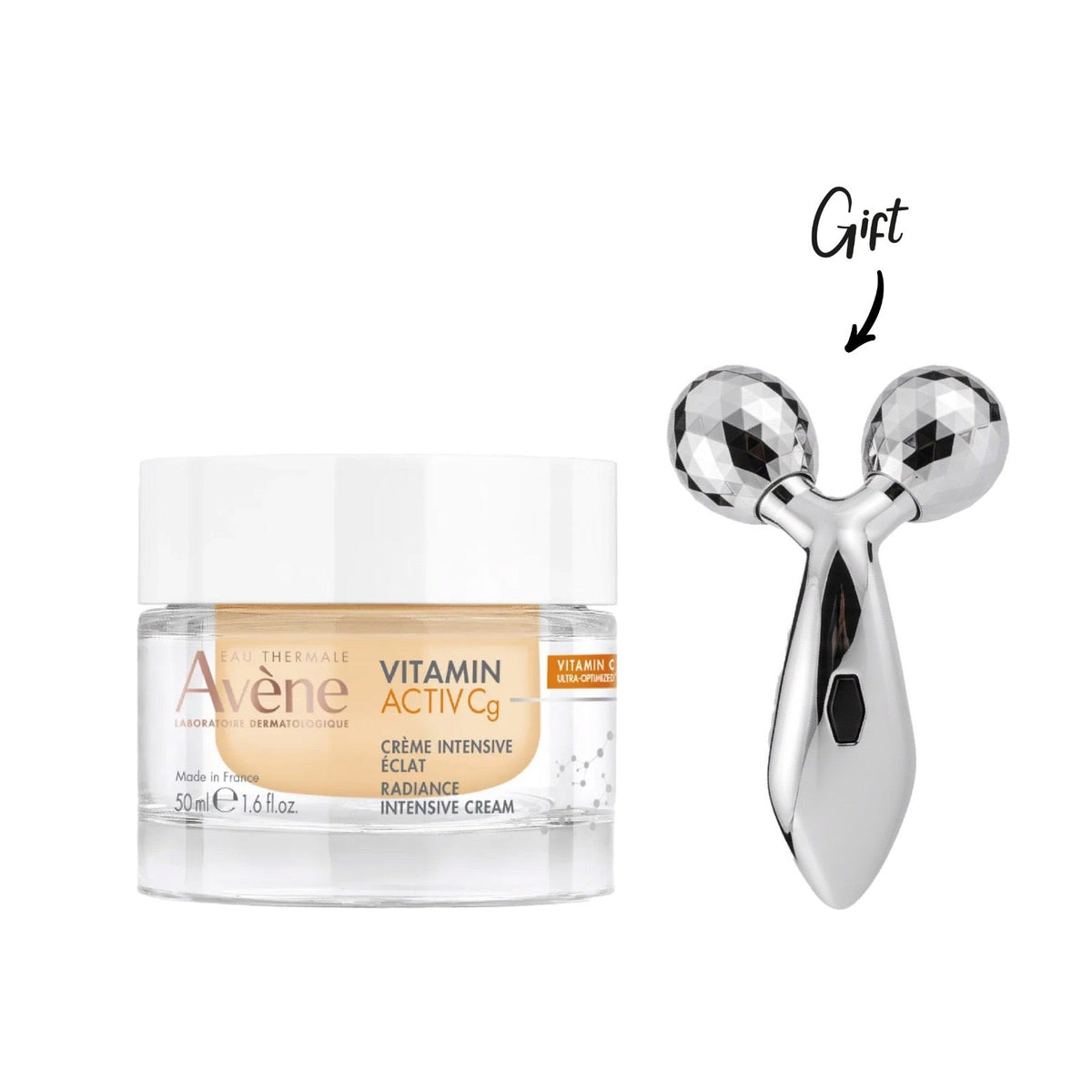 AVENE VITAMIN C ACTIVE CG CREAM INTENSE ECLAT 50ML + FREE Roller