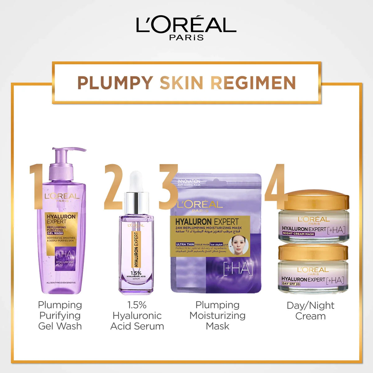 LOREAL HYALURON EXPERT MOISTURISER AND PLUMPING ANTI-AGING DAY CREAM WITH HYALURONIC ACID SPF 20 50ML
