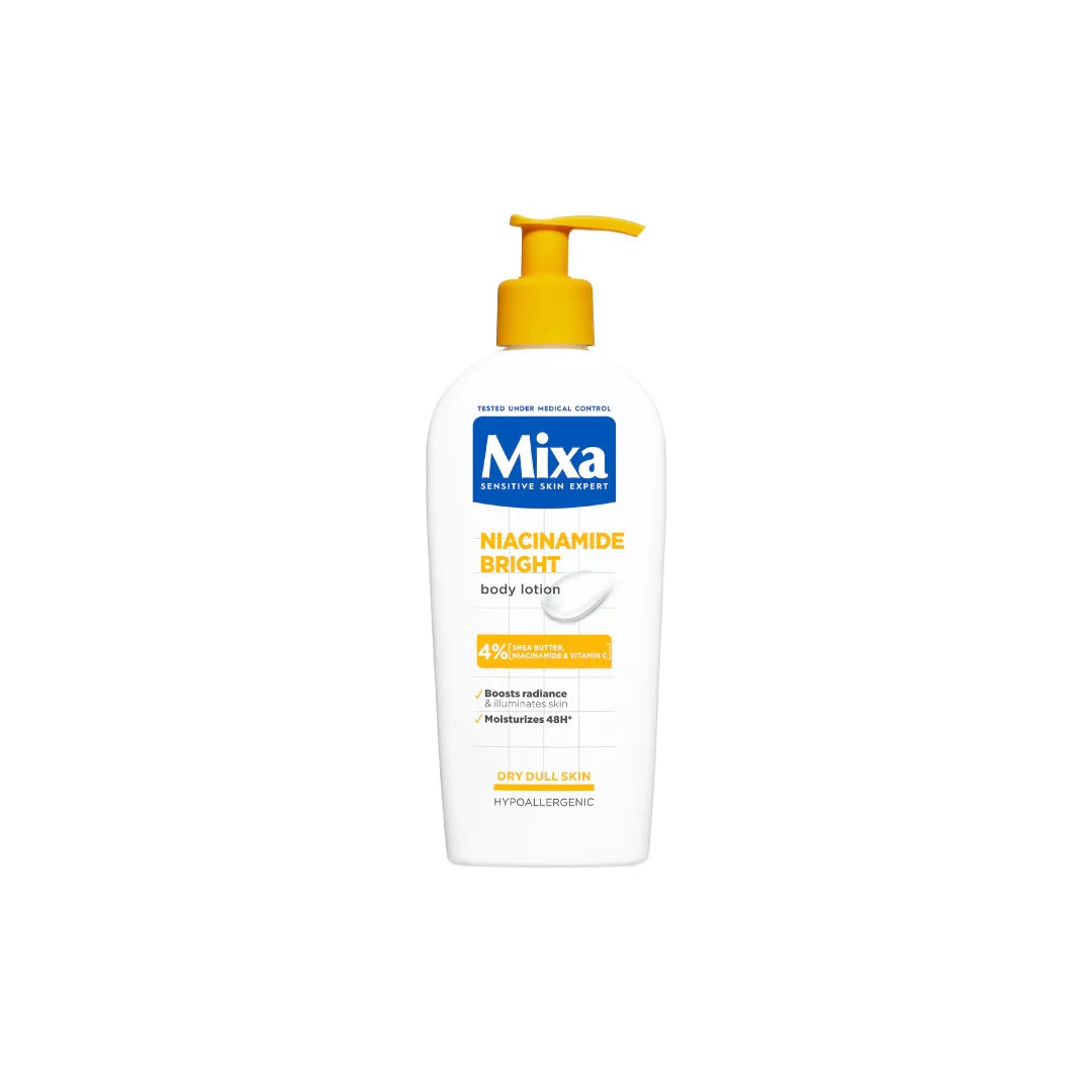 Mixa Niacinamide Bright Body Lotion - For Dry & Dull Skin in Need of Unifying - With Shea Butter, Niacinamide & Vitamin 250ml