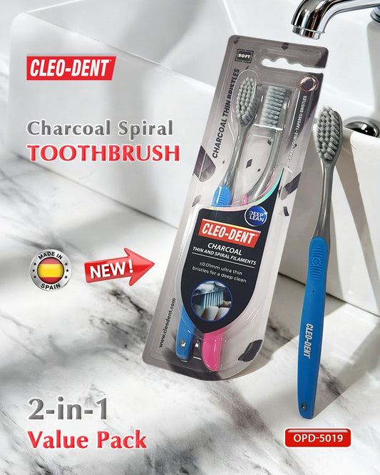 Cleodent Charcoal Thin Bristles Soft x2