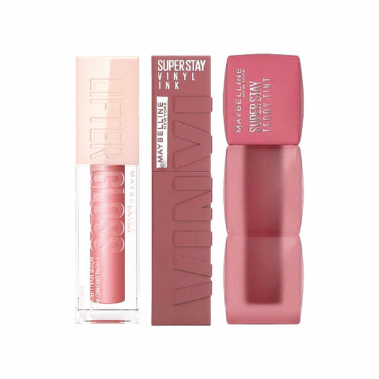MAYBELLINE LIFTER GLOSS 003 Moon+ MAYBELLINE Super Stay Teddy Tint Liquid Lip Tint 15+Maybelline Vinyl Ink 35 Cheeky