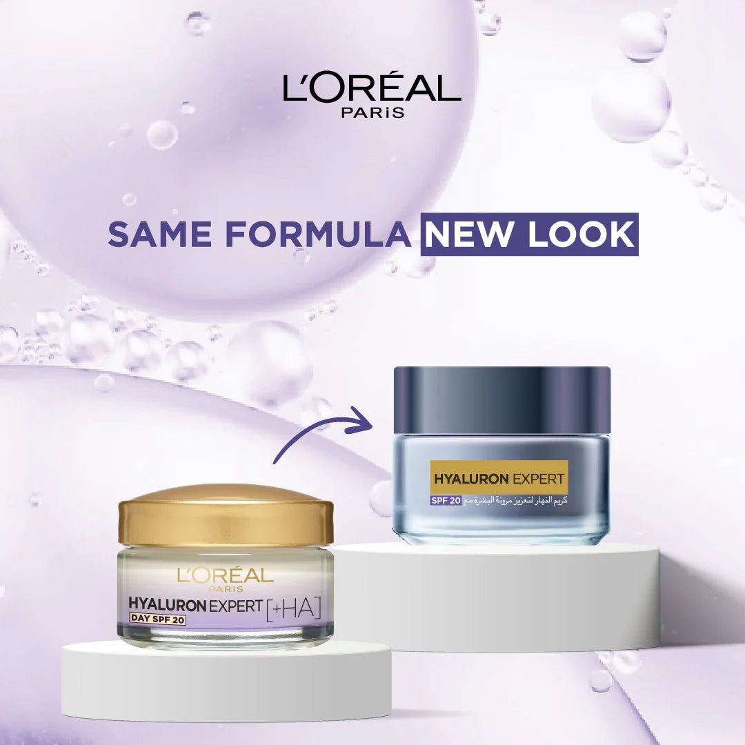 LOREAL HYALURON EXPERT MOISTURISER AND PLUMPING ANTI-AGING DAY CREAM WITH HYALURONIC ACID SPF 20 50ML
