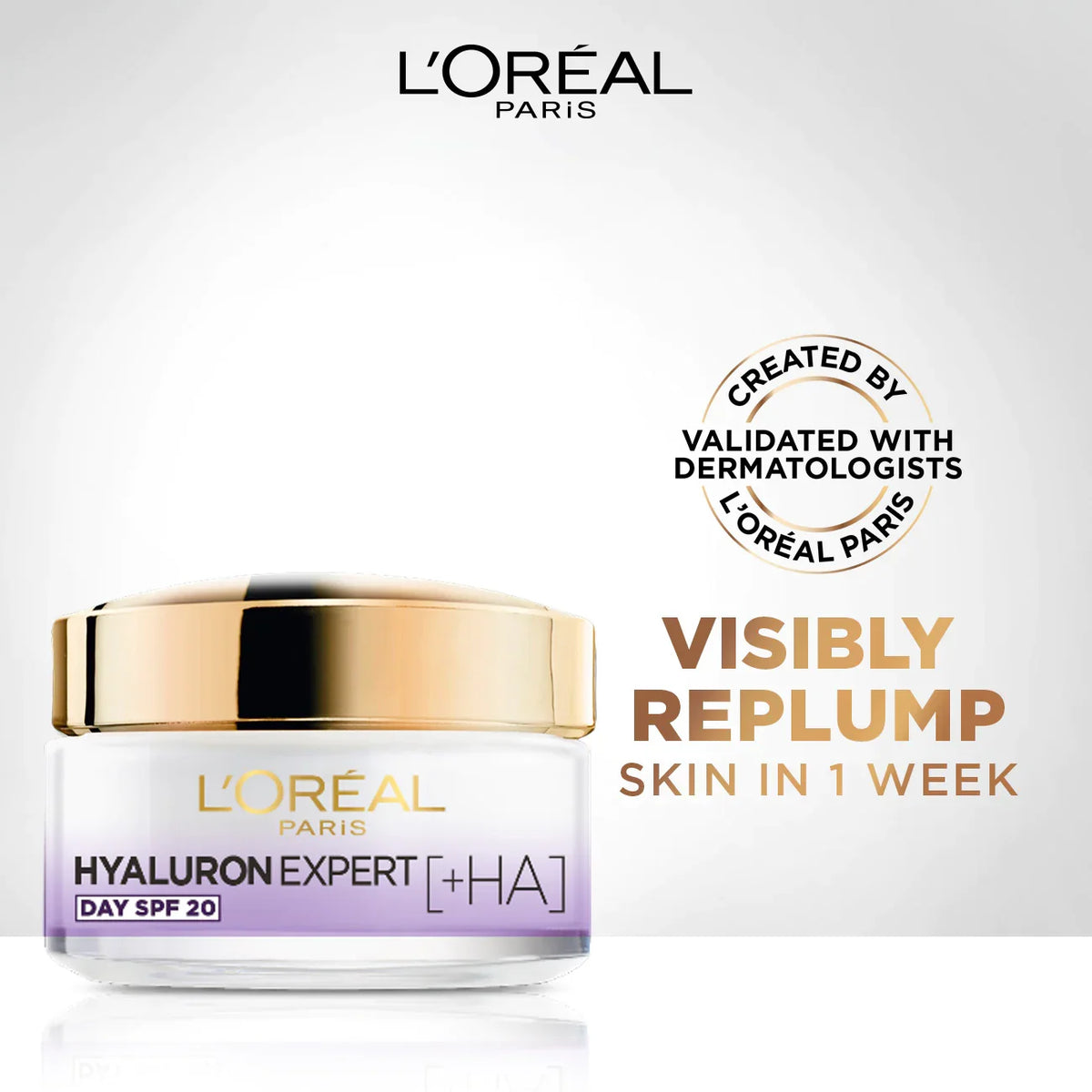 LOREAL HYALURON EXPERT MOISTURISER AND PLUMPING ANTI-AGING DAY CREAM WITH HYALURONIC ACID SPF 20 50ML
