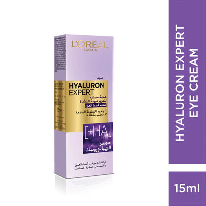 LOREAL HYALURON EXPERT MOISTURISER AND ANTI-AGING EYE CREAM WITH HYALURONIC ACID 15ML