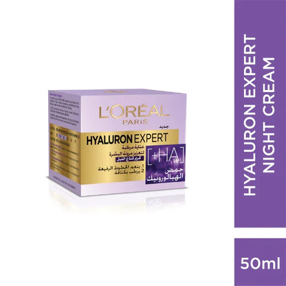 LOREAL HYALURON EXPERT MOISTURISER AND PLUMPING ANTI-AGING NIGHT CREAM WITH HYALURONIC ACID 50ML