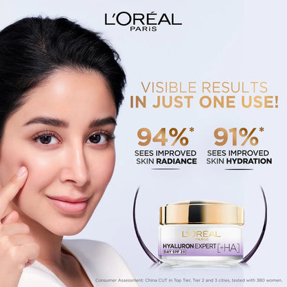 LOREAL HYALURON EXPERT MOISTURISER AND PLUMPING ANTI-AGING DAY CREAM WITH HYALURONIC ACID SPF 20 50ML