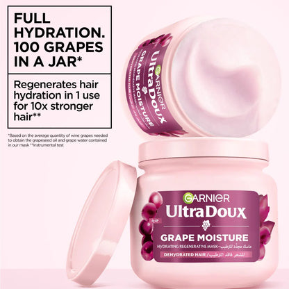 Garnier Ultra Doux Grape Moisture Deep Regenerative Mask for Dehydrated Hair With Hydrating Grape Water + Antioxidant Grapeseed Oil 200ML