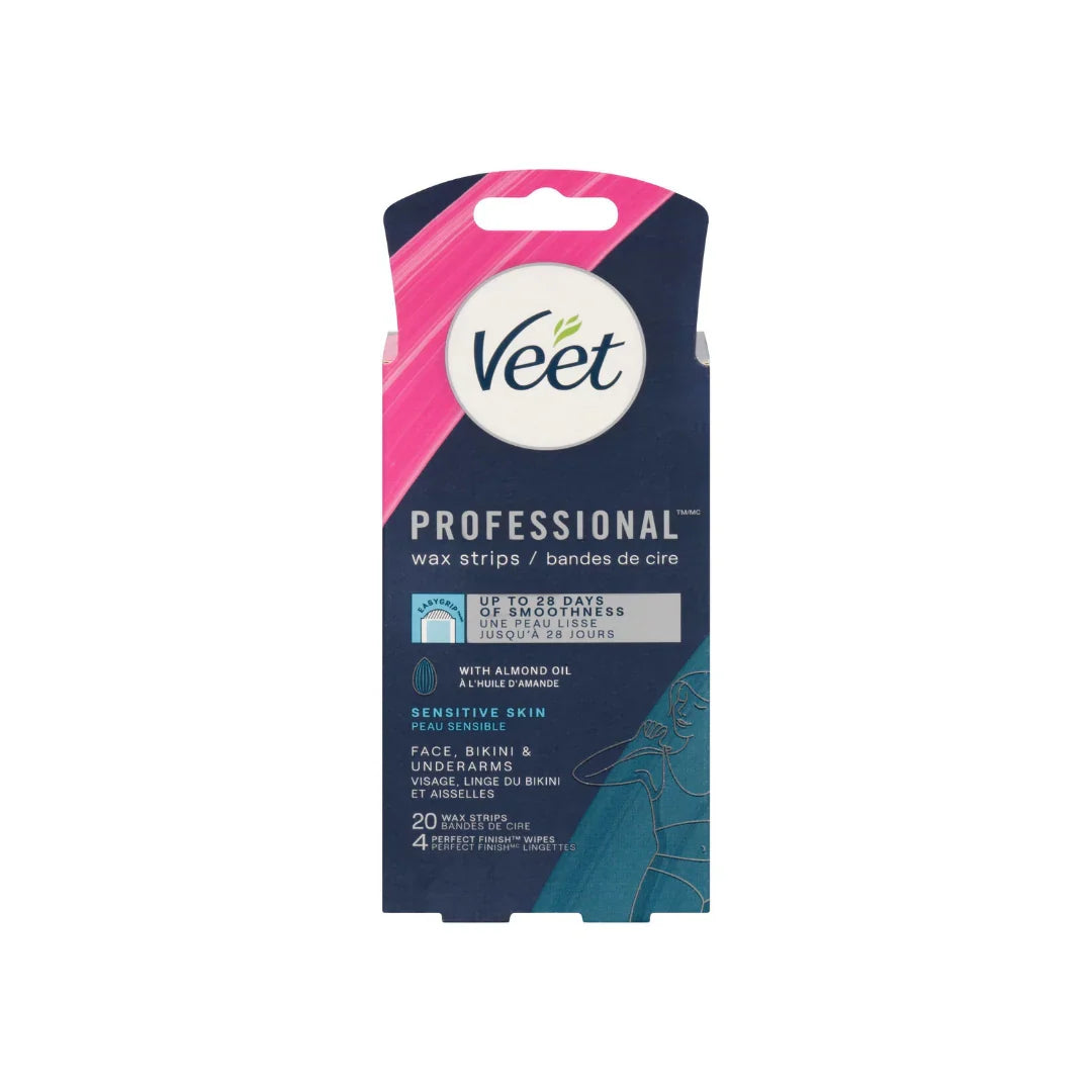 Veet PRO Easy-Gel Face Wax Strips Sensitive Skin, 20S