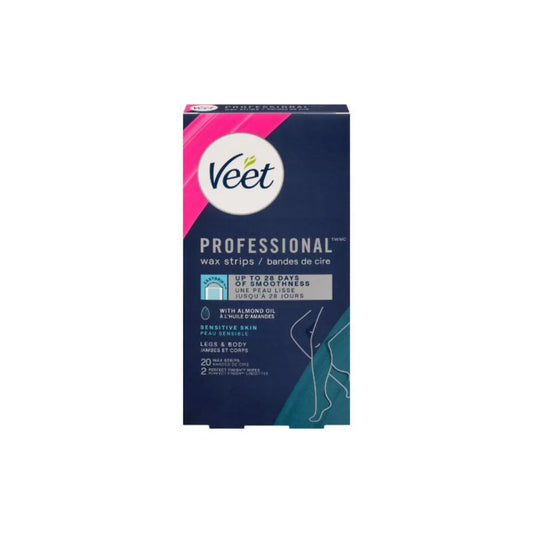 Veet PRO Wax Strips Legs & Body Sensitive Skin, 20s
