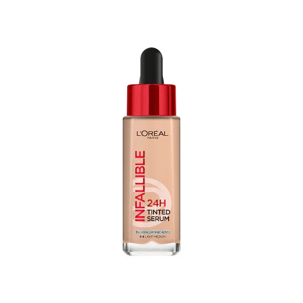 LOREAL INFALLIBLE 24H TINTED SERUM WITH 1% HYALURONIC ACID FOR RADIANT HYDRATED SKIN, LIGHT TO MEDIUM COVERAGE, 30ML