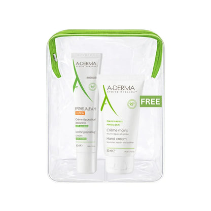 A-Derma Epitheliale AH Ultra Anti-mark Repairing Cream And A-Derma Oat Rhealba Hand Cream Buy 1 Get 1 Pouch Bundle
