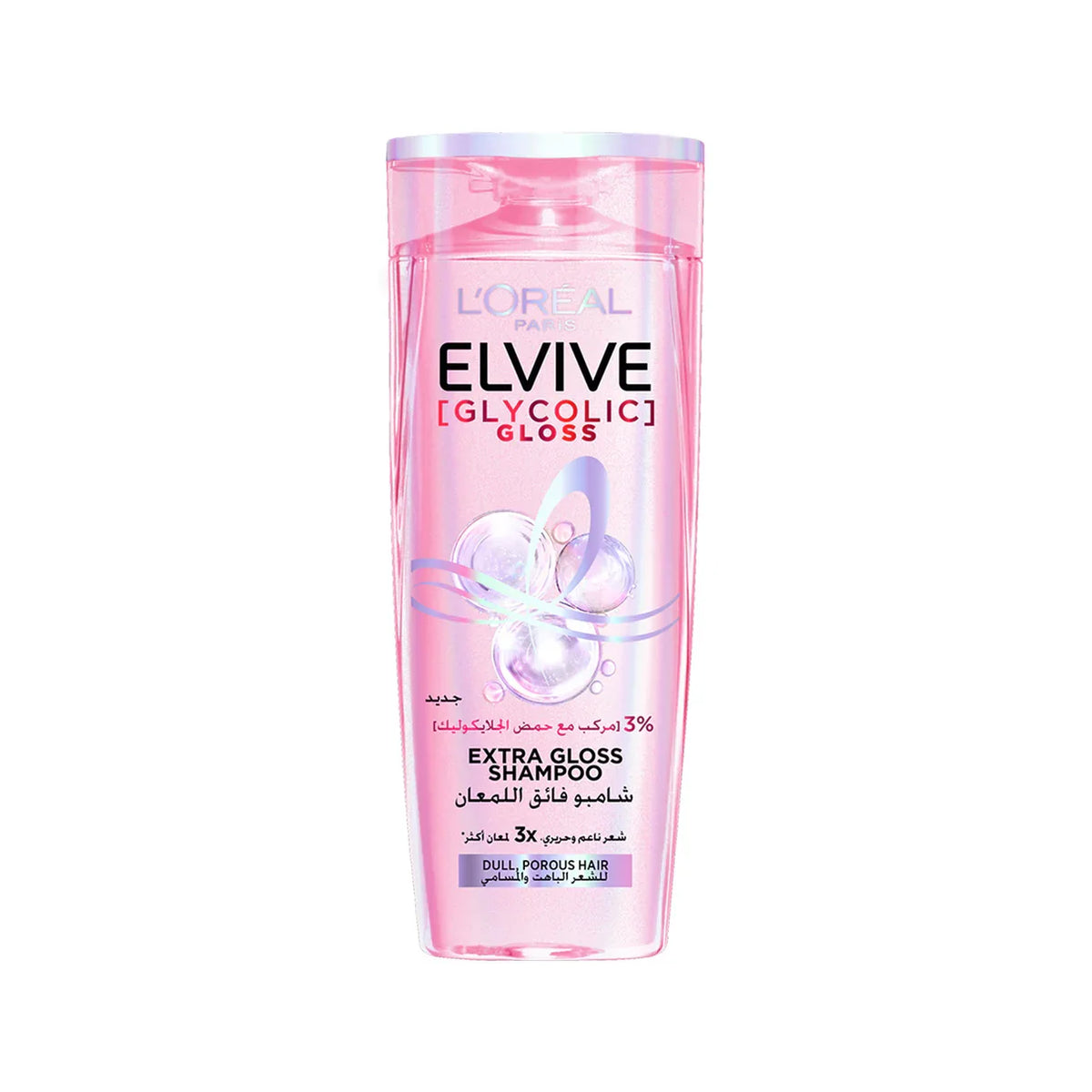 L’ORÉAL ELVIVE, GLYCOLIC GLOSS SHAMPOO, OUR FIRST AT-HOME GLOSSING TREATMENT, 3% [GLOSS COMPLEX] WITH GLYCOLIC ACID