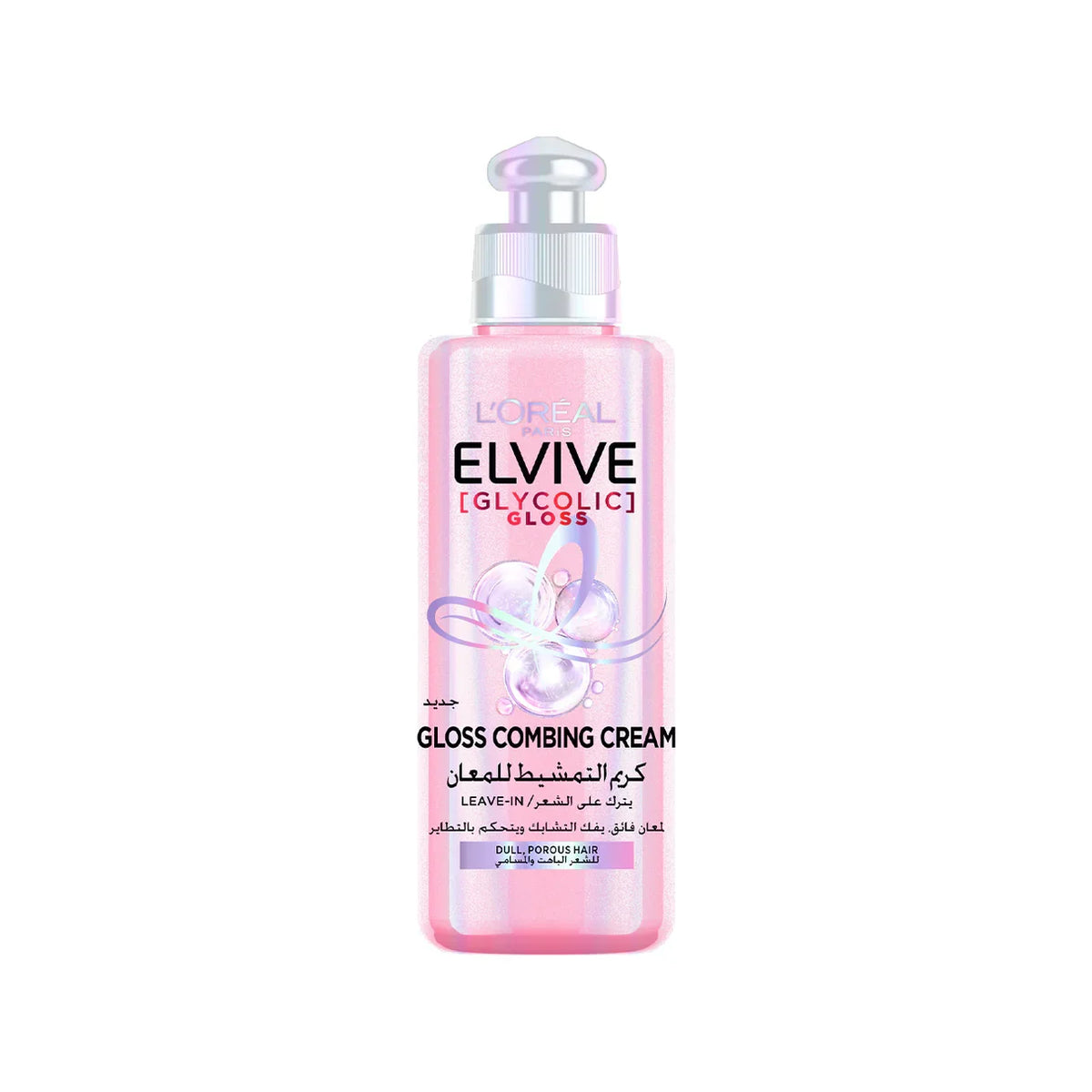 L'ORÉAL ELVIVE, GLYCOLIC GLOSS LEAVE-IN, HAIR COMBING CREAM, 2% [GLOSS COMPLEX] WITH GLYCOLIC ACID, 200ML