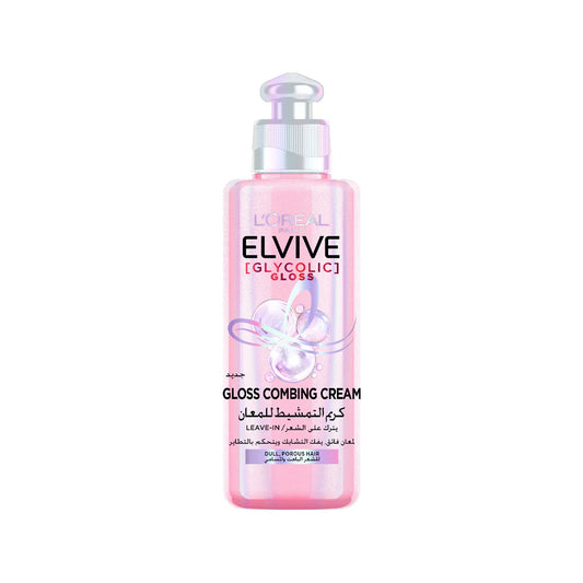 L'ORÉAL ELVIVE, GLYCOLIC GLOSS LEAVE-IN, HAIR COMBING CREAM, 2% [GLOSS COMPLEX] WITH GLYCOLIC ACID, 200ML