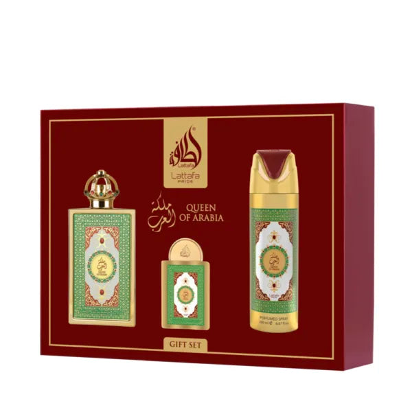 Lattafa Queen of Arabia Eau De Parfum 3‑Piece Gift Set For Women