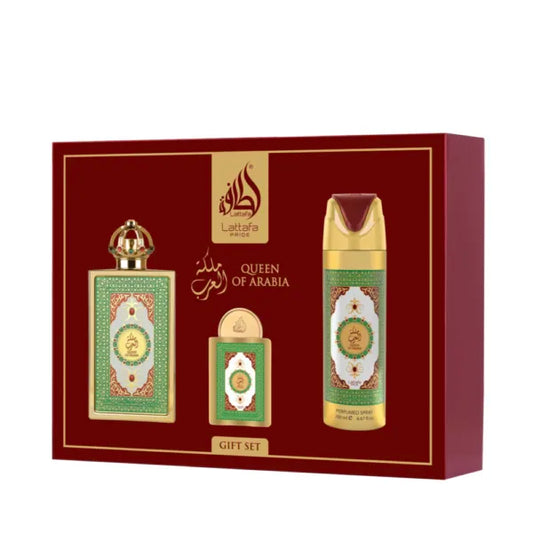 Lattafa Queen of Arabia Eau De Parfum 3‑Piece Gift Set For Women