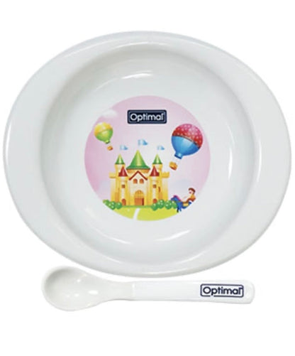 OPTIMAL Feeding Plate With Silicone tip spoon (4m+)