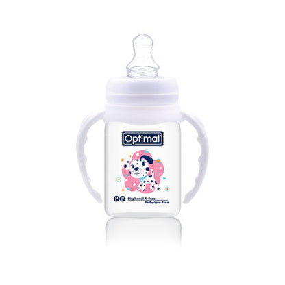 OPTIMAL Narrow Neck Orthodontic Feeding Bottle- Handle 140ml