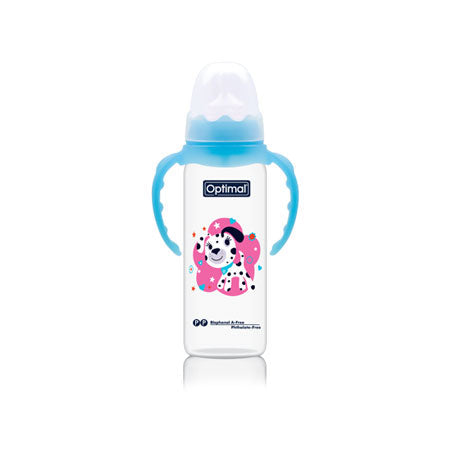 OPTIMAL Narrow Neck Orthodontic Feeding Bottle With Handle 240ml