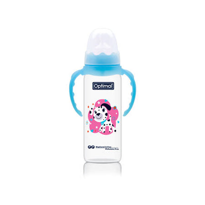 OPTIMAL Narrow Neck Orthodontic Feeding Bottle With Handle 240ml