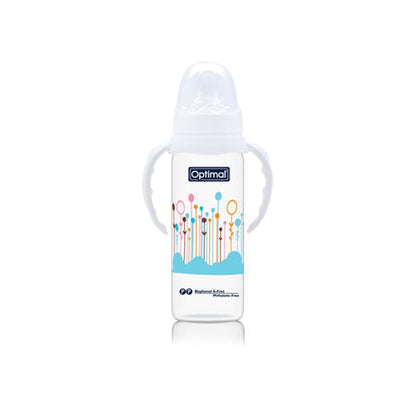 OPTIMAL Narrow Neck Orthodontic Feeding Bottle With Handle 240ml
