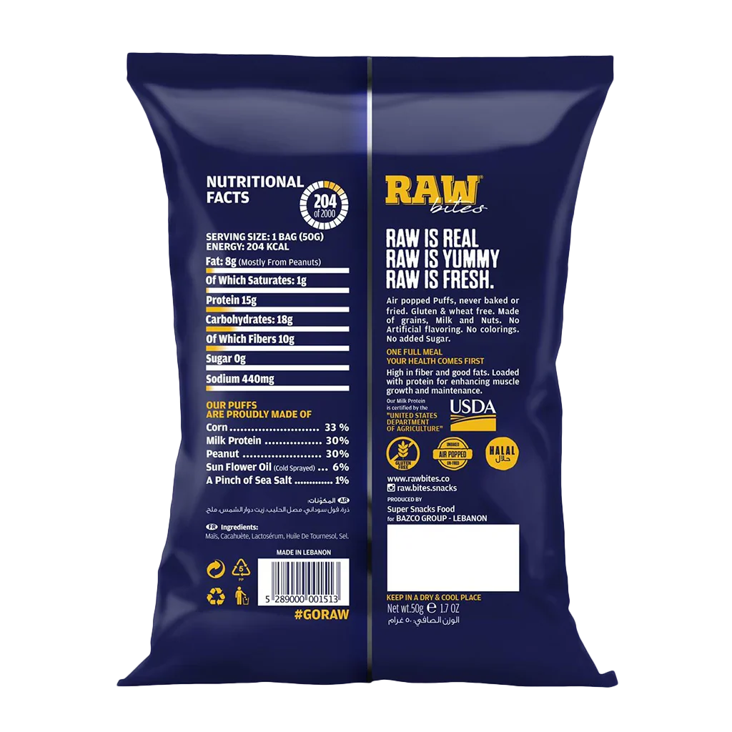 RAW BITES PEANUT BUTTER PUFFS 15G