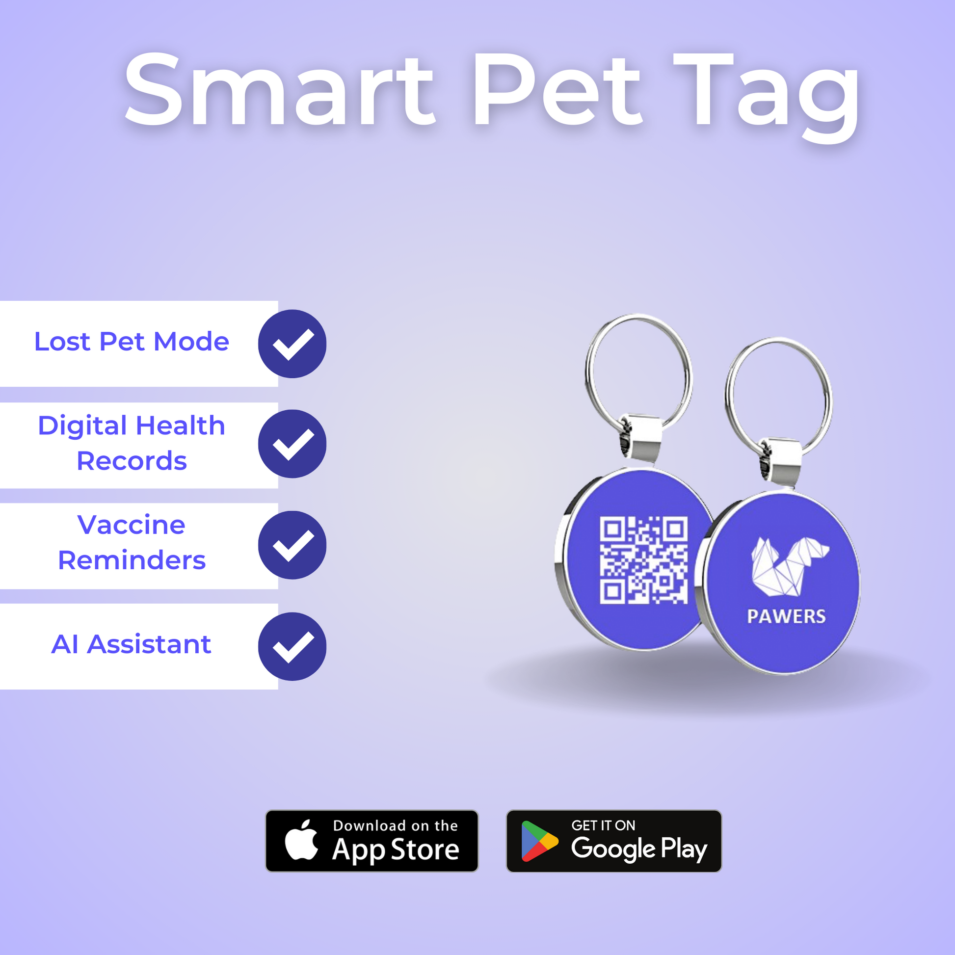 Smart Pet Tag Tracker with QR code (dogs and cats)